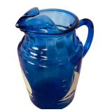 Vintage Cobalt Blue Glass including Shirley Temple Bowl and Pitcher Set, Juice Pitcher and More