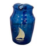 Vintage Cobalt Blue Glass including Shirley Temple Bowl and Pitcher Set, Juice Pitcher and More