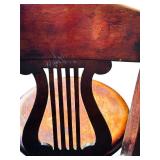 Antique Harp Back Wooden Piano Chair