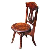 Antique Harp Back Wooden Piano Chair