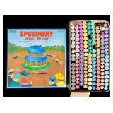 Speedway Auto Racer by Schylling and Large Lot of Sidewalk Chalk