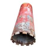 Vintage Red Metal Post Digger and Red Vevor Diamond Core Drill Bit