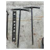 Vintage Goodies including Railroad Spikes, Pick Axes, Heavy Duty Log Tow Chain, Millers Falls, 24" Cast Iron Level and More!