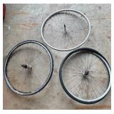 Three Bicycle Tire Rims