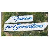 Extra Large Vintage Metal Sign "Famous for Generations"