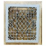 Two Vintage Ornate Art Deco Cast Iron Grate Vintage Wall Floor Grates / Vent Covers