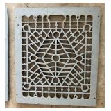 Two Vintage Ornate Art Deco Cast Iron Grate Vintage Wall Floor Grates / Vent Covers