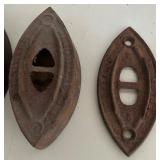 Vintage Cast Iron sad Irons / Doorknob Backplates and Cobblers Shoe Lasts