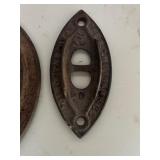 Vintage Cast Iron sad Irons / Doorknob Backplates and Cobblers Shoe Lasts