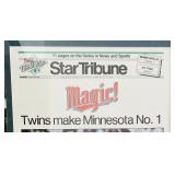 Framed Star and Tribune 1987 Twins World Series Newspaper Page and Parade Pictures