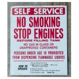 Vintage No Smoking Stop Your Engine Before Filling Tank Metal Sign