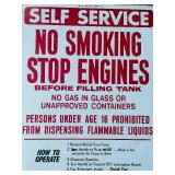 Vintage No Smoking Stop Your Engine Before Filling Tank Metal Sign