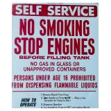 Vintage No Smoking Stop Your Engine Before Filling Tank Metal Sign