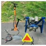 Bicycle Accessories including Trek CycleOps Indoor Bike Trainer, Tire Pump, Bike Pedals, Reflective Yield Sign and Bike Fanny Pack