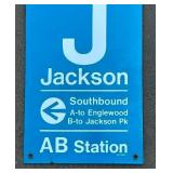 Chicago Jackson AB Metal Train Station Sign
