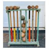 Vintage Six Player Croquet Set with Stand