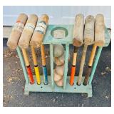 Vintage Six Player Croquet Set with Stand