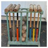 Vintage Six Player Croquet Set with Stand