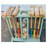 Vintage Six Player Croquet Set with Stand