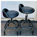 Pair of Adjustable Leather Like Bar Stools