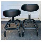 Pair of Adjustable Leather Like Bar Stools