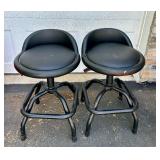 Pair of Adjustable Leather Like Bar Stools