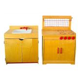 Awesome Childrens Wood Kitchen Stove and Sink
