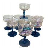 Iridescent Goblets with Blue Stem