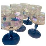 Iridescent Goblets with Blue Stem