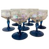 Iridescent Goblets with Blue Stem