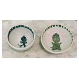 Two Petite Artisan Crafted Bowls with Character Design Signed MC