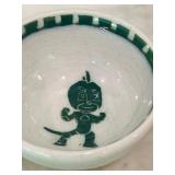 Two Petite Artisan Crafted Bowls with Character Design Signed MC