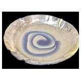 Bubble Glass Platters and Bowl with Cobalt Blue Swirls