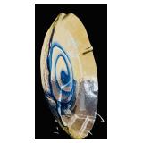 Bubble Glass Platters and Bowl with Cobalt Blue Swirls