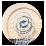 Bubble Glass Platters and Bowl with Cobalt Blue Swirls