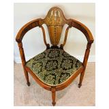 Antique Victorian Corner Chair / Antique Corner Chair with Mother of Pearl Inlay