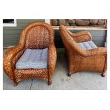 Rustic Style Outdoor Wicker Chairs and Ottoman Set