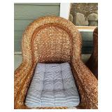 Rustic Style Outdoor Wicker Chairs and Ottoman Set