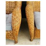 Rustic Style Outdoor Wicker Chairs and Ottoman Set