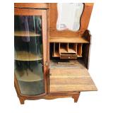 Vintage Quartersawn Oak Side by Side Secretary Desk Bookcase Curio Cabinet