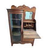 Vintage Quartersawn Oak Side by Side Secretary Desk Bookcase Curio Cabinet