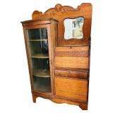 Vintage Quartersawn Oak Side by Side Secretary Desk Bookcase Curio Cabinet