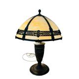 Beautiful Vintage Slag Glass Panel Table Lamp