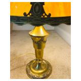 Beautiful Vintage Caramel Slag Glass Panel Table Lamp