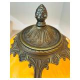 Beautiful Vintage Caramel Slag Glass Panel Table Lamp