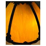 Beautiful Vintage Caramel Slag Glass Panel Table Lamp