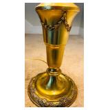 Beautiful Vintage Caramel Slag Glass Panel Table Lamp