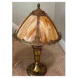 Beautiful Vintage Caramel Slag Glass Panel Table Lamp