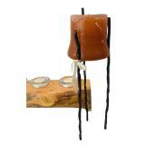 Rustic Driftwood Candle Holder and Tall Metal Candle Holder