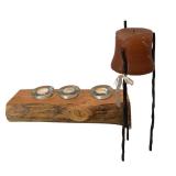 Rustic Driftwood Candle Holder and Tall Metal Candle Holder